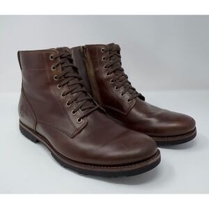 Timberland Kendrick Side Zip Boots Men's 8.5 Brown Leather Lace Up Timberdry